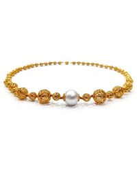 Luis Mendez Artesanos - Metallic 18kt Gold & Pearl Orient Necklace - Lyst