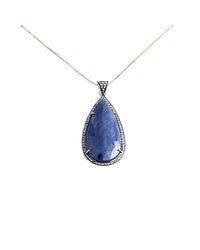 M's Gems by Mamta Valrani - Drop Of Midnight Blue Sapphire And Diamond Pendant With Chain - Lyst