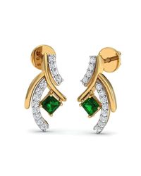 Diamoire Jewels - Metallic Hand-carved 10kt Yellow Gold Earrings Set With Premium Diamonds And Emeralds - Lyst