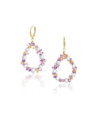 Regenz - Metallic Gold Dangle Multi-coloured Earrings - Lyst