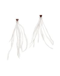 Augustine Jewels - Red Earrings Of Ostrich Feather And Garnet Hearts - Lyst