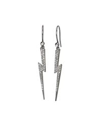 Nadean Designs - Multicolor Pave Diamond Oxidised Silver Lightning Bolt Earrings - Lyst