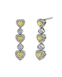 Harry Kotlar - Metallic Alternating Hearts & Cushion Cut Diamond Drop Earrings - Lyst
