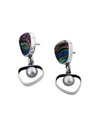 Jan D - Multicolor Earrings With Pearl And Abalone - Lyst