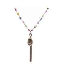 Nadean Designs - Metallic Multi Sapphire Pave Diamond Buddha And Tassel Necklace - Lyst