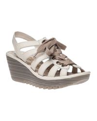 Fly London | Yito Wedge Sandal Off White Leather | Lyst