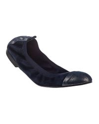 275 Central | Blue Cap Toe Ballet Flat Navy Suede | Lyst