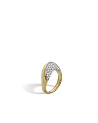 John Hardy | Metallic Classic Chain Hammered Ring With Diamonds | Lyst