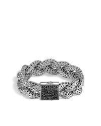 John Hardy | Metallic Braided Chain Bracelet With Black Sapphire | Lyst