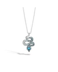 John Hardy | Cobra Pendant Necklace With London Blue Topaz | Lyst