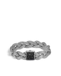 John Hardy | Black Braided Chain 14mm Woven Bracelet In Silver With Gemstone | Lyst