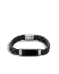 John Hardy | Black Classic Chain 12mm Bracelet In Silver And Leather, Gemstone | Lyst