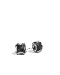 John Hardy | Classic Chain Stud Earring, Black Chalcedony And Diamonds | Lyst