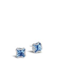John Hardy | Classic Chain Stud Earring, London Blue Topaz And Diamonds | Lyst
