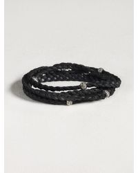 John Varvatos | Black Leather Wrap Bracelet for Men | Lyst
