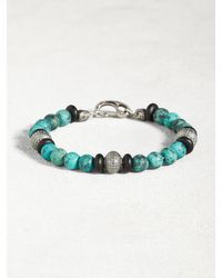 John Varvatos | Metallic Turquoise & Onyx Bracelet With Sterling Silver Urchins for Men | Lyst