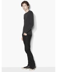 John Varvatos | Black Crewneck Sweater With Shoulder Piping for Men | Lyst