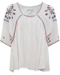 Velvet By Graham & Spencer Multicolor Adele Embroidered Cheese Cloth Top