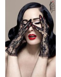 Dita Von Teese Black The Flirteese Demi Gloves