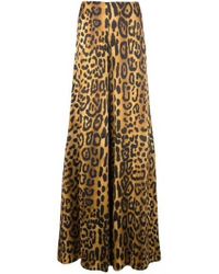 Kirna Zabete Multicolor High Wasted Satin Wide Leg Leopard Print Pants