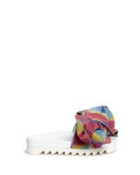 Joshua Sanders | Multicolor Twist Bow Mesh Slides | Lyst