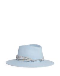 Maison Michel | Blue 'pierre' Floral Band Rabbit Furfelt Fedora Hat | Lyst