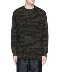 T By Alexander Wang Green Camouflage Print Long Sleeve T-shirt for men