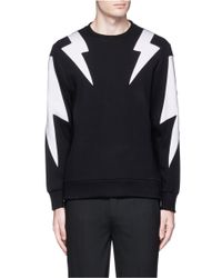 Neil Barrett | Black 'thunderbolt' Print Zip Side Sweatshirt for Men | Lyst