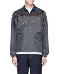 Kolor | Gray Contrast Yoke Floral Embroidered Coach Jacket for Men | Lyst