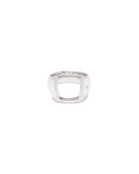 Tom Wood Metallic 'cushion Open' Cutout Silver Signet Ring – Size 56 for men