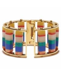 Lele Sadoughi - Blue Striped Hinged Barrel Slider Bracelet - Lyst