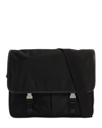 Prada Black Nylon Messenger Bag W/ Leather Trim for men