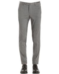 PT01 Gray 18cm Super 100's Wool Sharkskin Pants for men