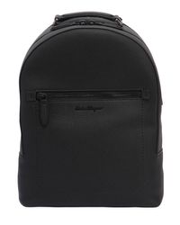 Ferragamo Black Rubberized Leather Backpack for men