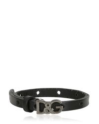Dolce & Gabbana | Black Metal Logo Leather Bracelet for Men | Lyst
