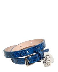 Alexander McQueen | Blue Skull Charm Watersnake Bracelet for Men | Lyst