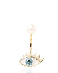 Delfina Delettrez | Blue Glittered Eye & Pearl Mono Earring | Lyst