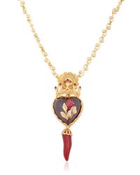 Dolce & Gabbana | Metallic Sacred Heart & Rose Necklace | Lyst