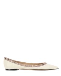 Valentino | White Rockstud Patent Leather Ballerina Flats | Lyst