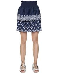 Philosophy Di Lorenzo Serafini | Blue Embroidered Cotton Poplin Eyelet Skirt | Lyst