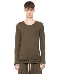 Rick Owens | Green Double Cotton Jersey Long Sleeve T-shirt for Men | Lyst