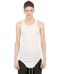 Rick Owens | White Ribbed Cotton Jersey Tank Top for Men | Lyst