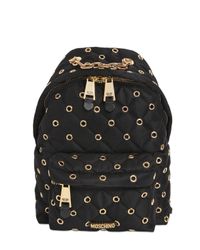 Moschino | Black Small Eyelets Quilted Nylon Backpack | Lyst