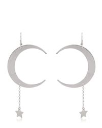 Roberto Cavalli | Metallic Half Moon & Star Pendant Brass Earrings | Lyst
