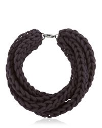 Alienina | Black Altrove Brass & Cotton Braided Necklace | Lyst