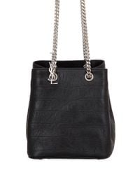 Saint Laurent | Black Baby Bucket Embossed Leather Bag | Lyst