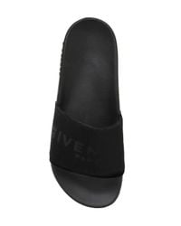 Givenchy | Black Logo Velvet & Rubber Slide Sandals for Men | Lyst