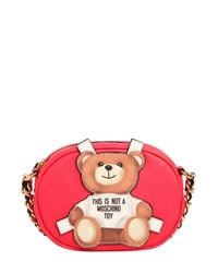 Moschino | Red Teddy Bear Tab Faux Leather Shoulder Bag | Lyst