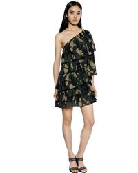 Sonia Rykiel Multicolor Abito In Crepe Di Cotone Camouflage