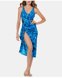 Miraclesuit Blue Printed Sarong Skirt Swim Cover-up